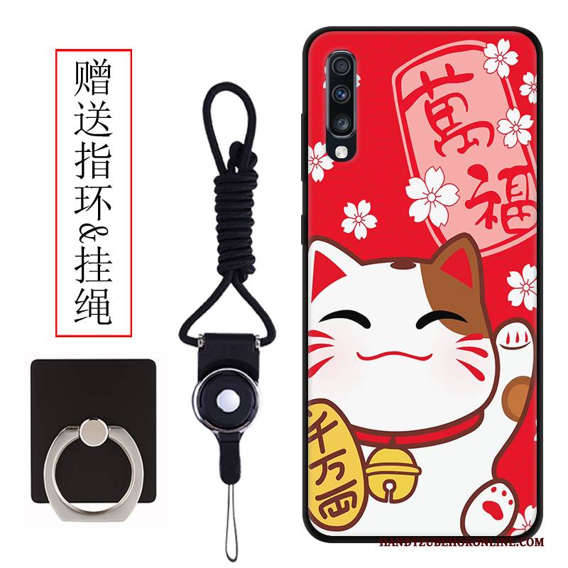 Hülle Samsung Galaxy A70 Schutz Katzen Nubuck, Case Samsung Galaxy A70 Karikatur Rot Anti-sturz