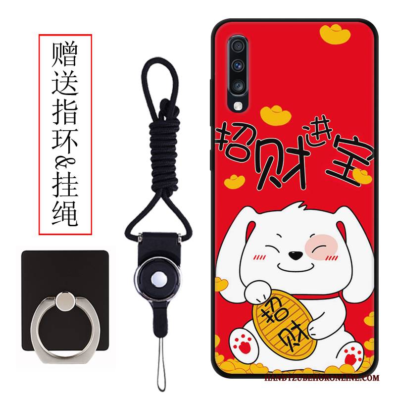 Hülle Samsung Galaxy A70 Schutz Katzen Nubuck, Case Samsung Galaxy A70 Karikatur Rot Anti-sturz