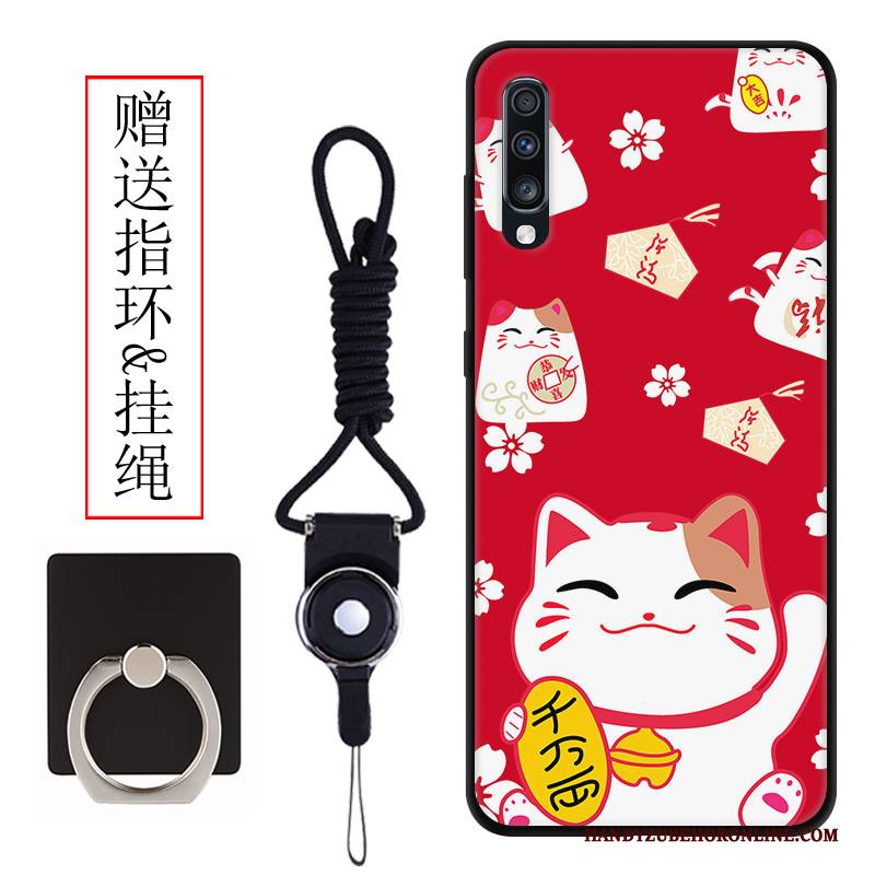 Hülle Samsung Galaxy A70 Schutz Katzen Nubuck, Case Samsung Galaxy A70 Karikatur Rot Anti-sturz