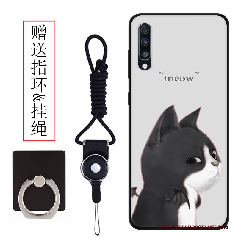 Hülle Samsung Galaxy A70 Schutz Nubuck Schwarz, Case Samsung Galaxy A70 Karikatur Anti-sturz Licht