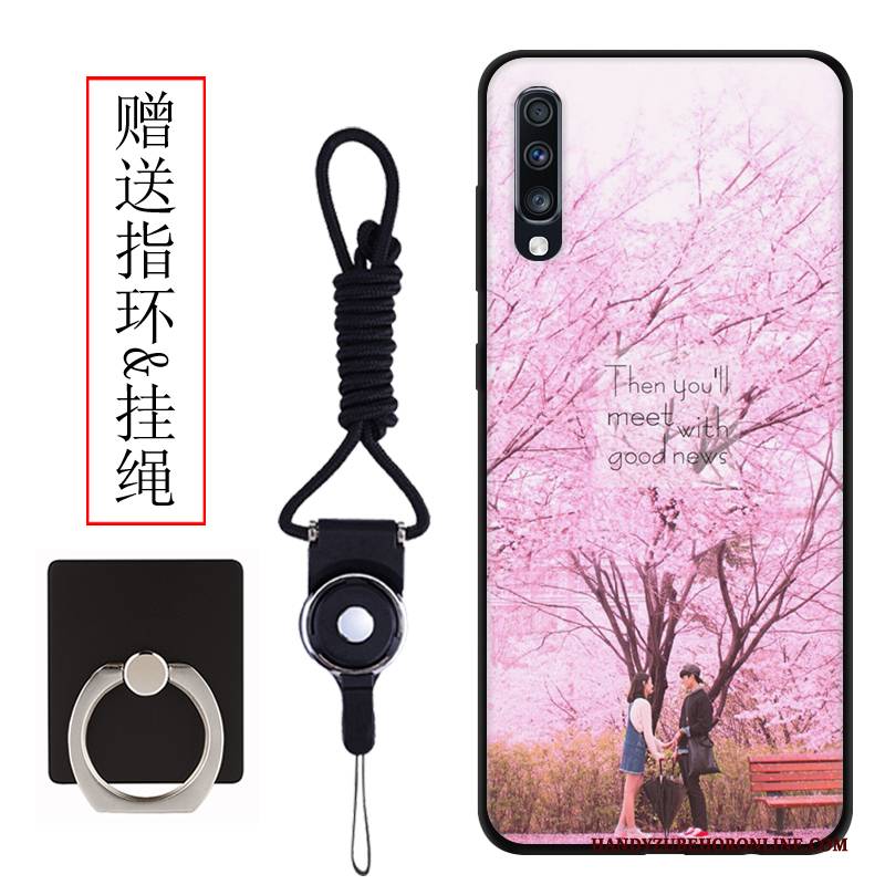 Hülle Samsung Galaxy A70 Schutz Nubuck Schwarz, Case Samsung Galaxy A70 Karikatur Anti-sturz Licht