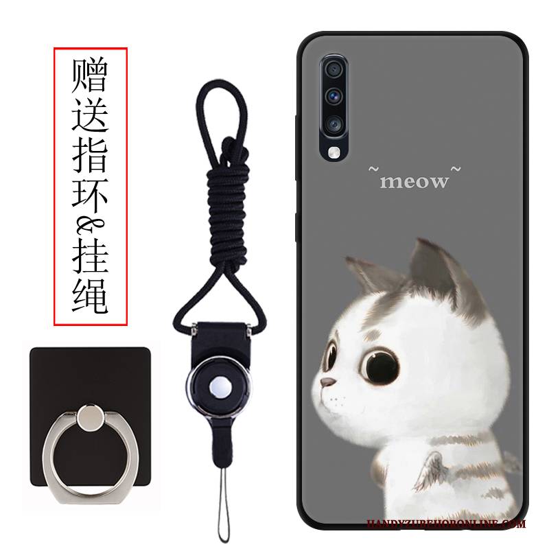 Hülle Samsung Galaxy A70 Schutz Nubuck Schwarz, Case Samsung Galaxy A70 Karikatur Anti-sturz Licht