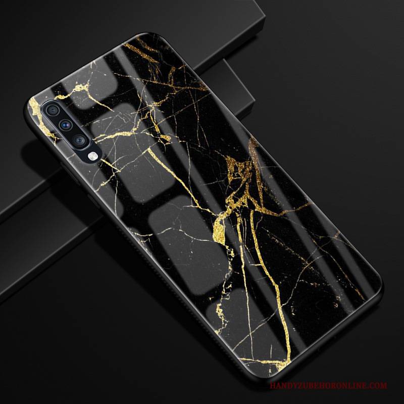 Hülle Samsung Galaxy A70 Silikon Anti-sturz Schwarz, Case Samsung Galaxy A70 Weiche Glas Handyhüllen