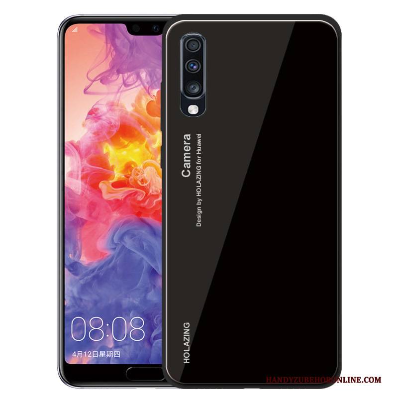 Hülle Samsung Galaxy A70 Silikon Glas Grün, Case Samsung Galaxy A70 Weiche Handyhüllen Anti-sturz