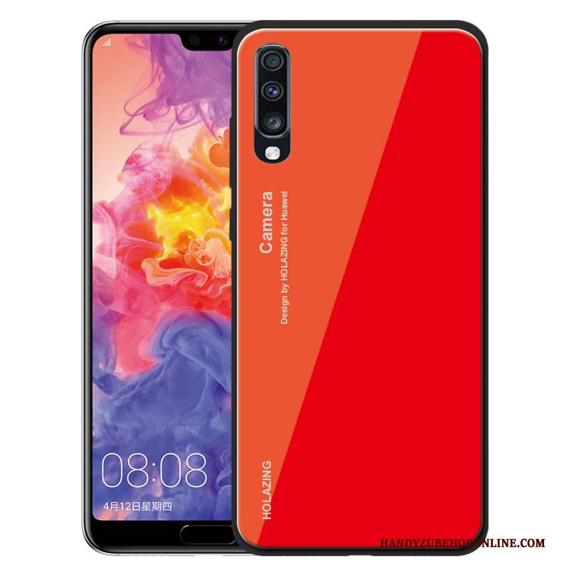 Hülle Samsung Galaxy A70 Silikon Glas Grün, Case Samsung Galaxy A70 Weiche Handyhüllen Anti-sturz