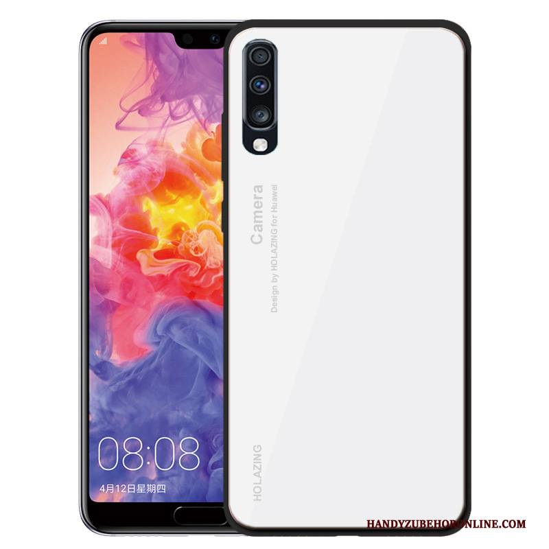 Hülle Samsung Galaxy A70 Silikon Glas Grün, Case Samsung Galaxy A70 Weiche Handyhüllen Anti-sturz