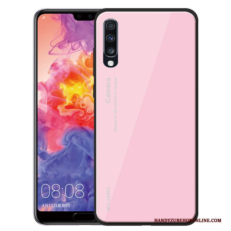 Hülle Samsung Galaxy A70 Silikon Glas Grün, Case Samsung Galaxy A70 Weiche Handyhüllen Anti-sturz