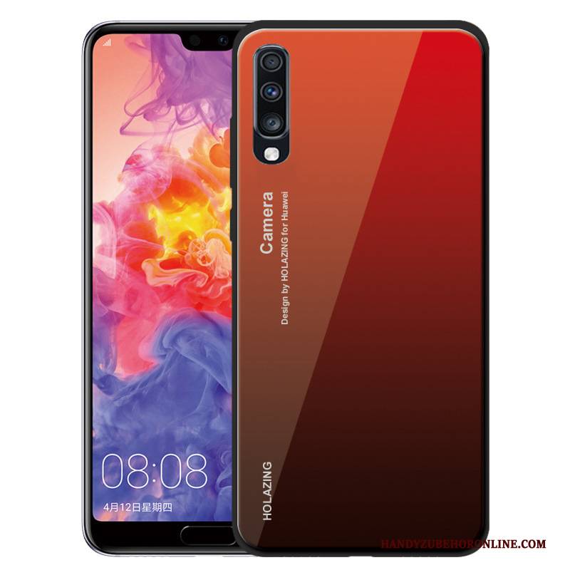 Hülle Samsung Galaxy A70 Silikon Glas Grün, Case Samsung Galaxy A70 Weiche Handyhüllen Anti-sturz