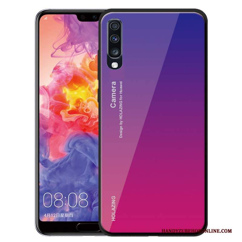 Hülle Samsung Galaxy A70 Silikon Glas Grün, Case Samsung Galaxy A70 Weiche Handyhüllen Anti-sturz