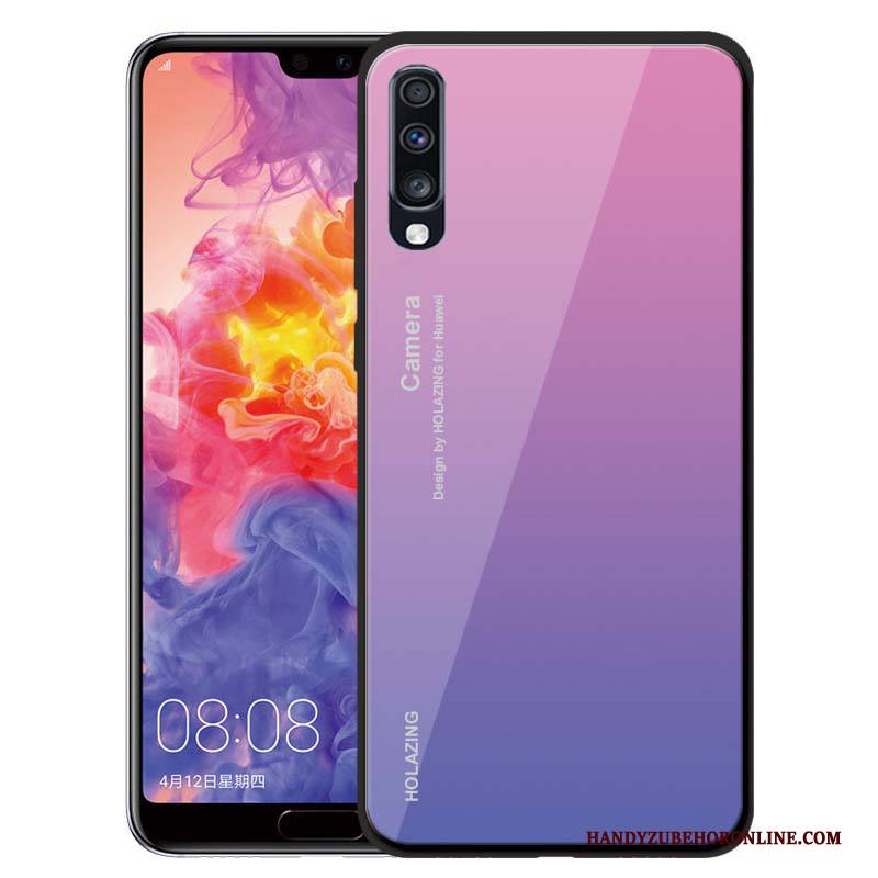 Hülle Samsung Galaxy A70 Silikon Glas Grün, Case Samsung Galaxy A70 Weiche Handyhüllen Anti-sturz