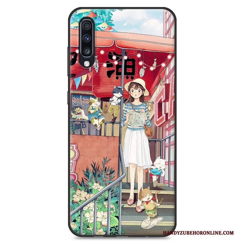 Hülle Samsung Galaxy A70 Silikon Handyhüllen Anti-sturz, Case Samsung Galaxy A70 Gemalt Blau Neu