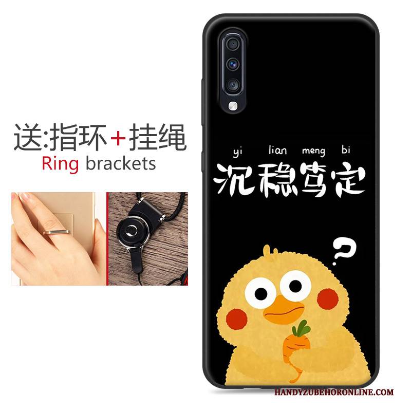 Hülle Samsung Galaxy A70 Silikon Hängende Verzierungen Schwarz, Case Samsung Galaxy A70 Schutz Blumen Handyhüllen