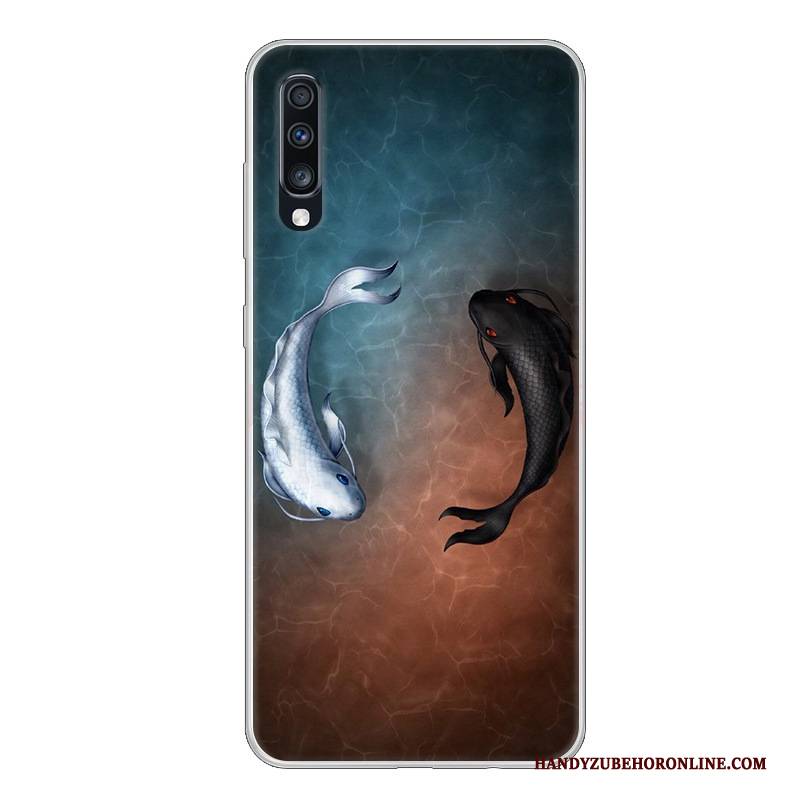 Hülle Samsung Galaxy A70 Silikon Schwarz Handyhüllen, Case Samsung Galaxy A70 Weiche Weiß Anti-sturz