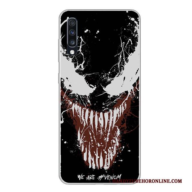 Hülle Samsung Galaxy A70 Silikon Schwarz Handyhüllen, Case Samsung Galaxy A70 Weiche Weiß Anti-sturz