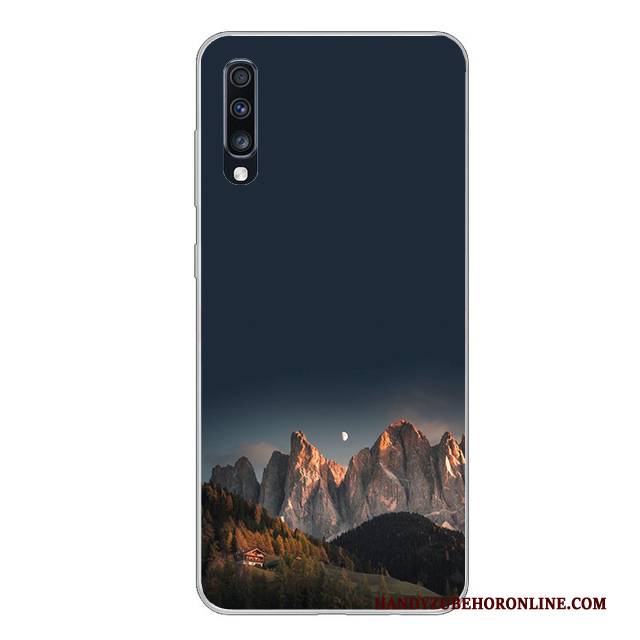 Hülle Samsung Galaxy A70 Silikon Schwarz Handyhüllen, Case Samsung Galaxy A70 Weiche Weiß Anti-sturz