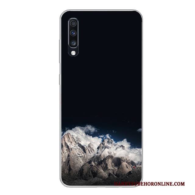 Hülle Samsung Galaxy A70 Silikon Schwarz Handyhüllen, Case Samsung Galaxy A70 Weiche Weiß Anti-sturz