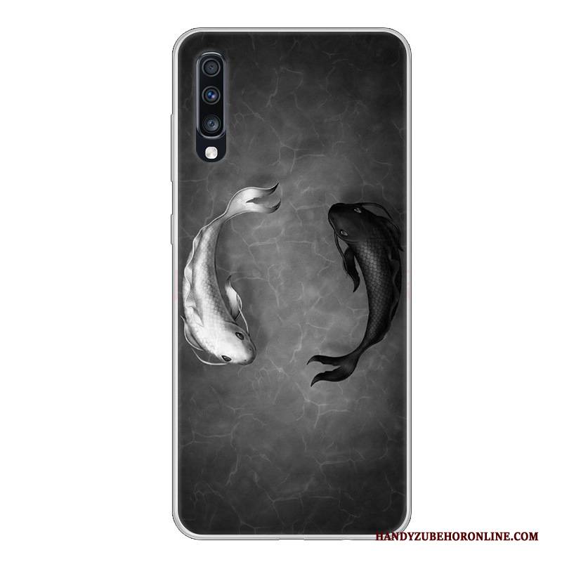 Hülle Samsung Galaxy A70 Silikon Schwarz Handyhüllen, Case Samsung Galaxy A70 Weiche Weiß Anti-sturz