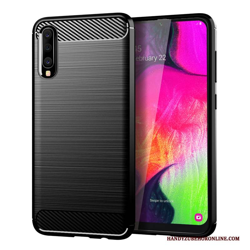 Hülle Samsung Galaxy A70 Silikon Seide Faser, Case Samsung Galaxy A70 Weiche Grau Handyhüllen