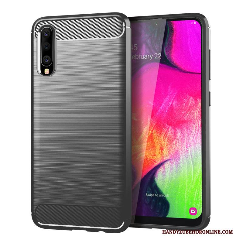 Hülle Samsung Galaxy A70 Silikon Seide Faser, Case Samsung Galaxy A70 Weiche Grau Handyhüllen