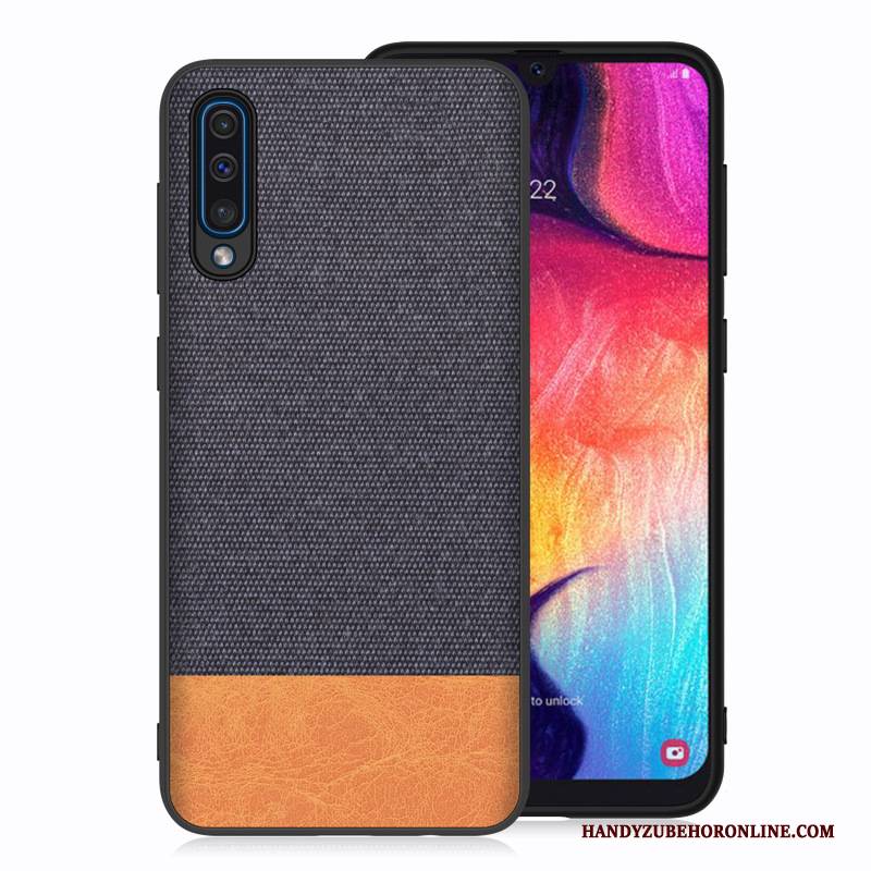 Hülle Samsung Galaxy A70 Stoff Blau, Case Samsung Galaxy A70 Handyhüllen