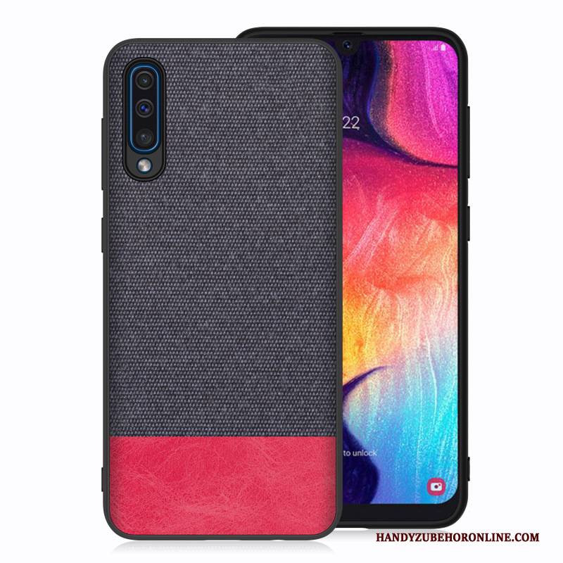 Hülle Samsung Galaxy A70 Stoff Blau, Case Samsung Galaxy A70 Handyhüllen