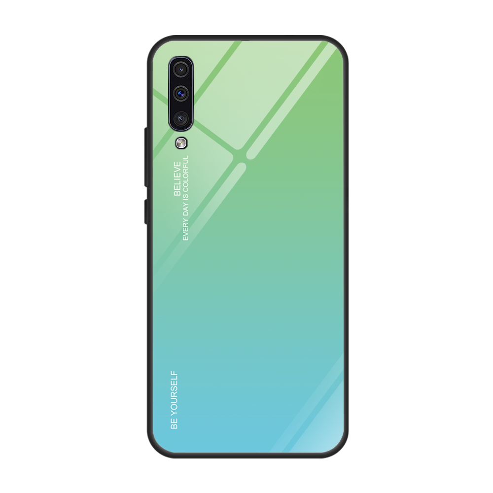 Hülle Samsung Galaxy A70 Taschen Glas Anti-sturz, Case Samsung Galaxy A70 Schutz Trend Grün