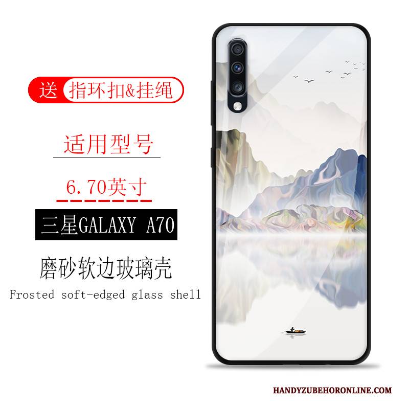 Hülle Samsung Galaxy A70 Taschen Glas Landschaft, Case Samsung Galaxy A70 Schutz Tinte Handyhüllen