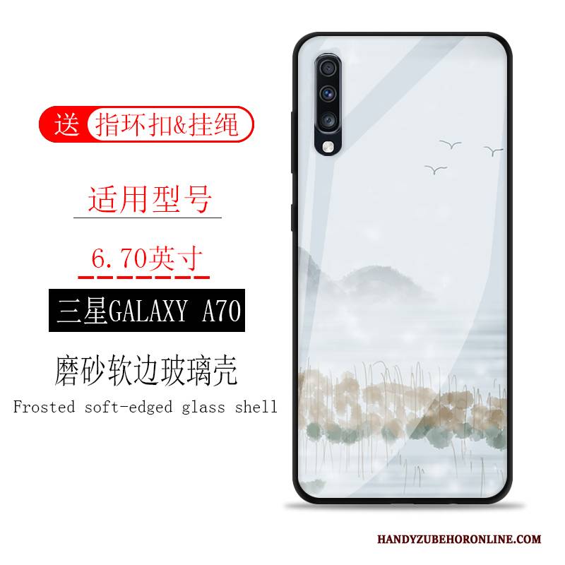 Hülle Samsung Galaxy A70 Taschen Glas Landschaft, Case Samsung Galaxy A70 Schutz Tinte Handyhüllen