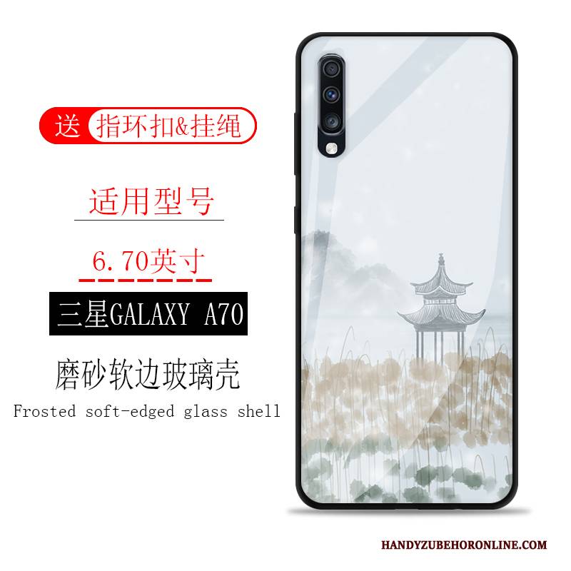 Hülle Samsung Galaxy A70 Taschen Glas Landschaft, Case Samsung Galaxy A70 Schutz Tinte Handyhüllen