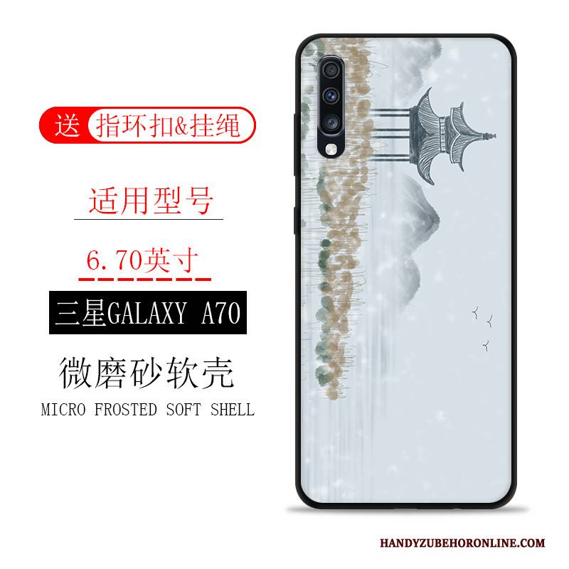 Hülle Samsung Galaxy A70 Taschen Tinte Handyhüllen, Case Samsung Galaxy A70 Silikon Wind Landschaft