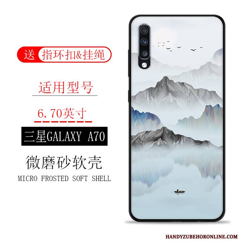 Hülle Samsung Galaxy A70 Taschen Tinte Handyhüllen, Case Samsung Galaxy A70 Silikon Wind Landschaft