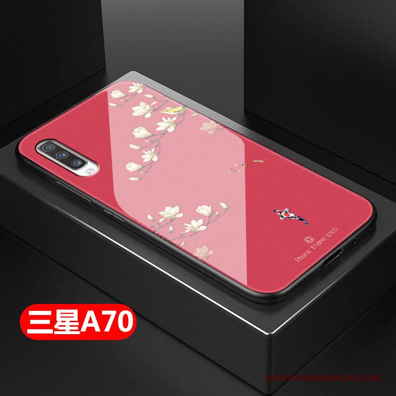 Hülle Samsung Galaxy A70 Weiche Chinesische Art Anti-sturz, Case Samsung Galaxy A70 Silikon Grün Glas