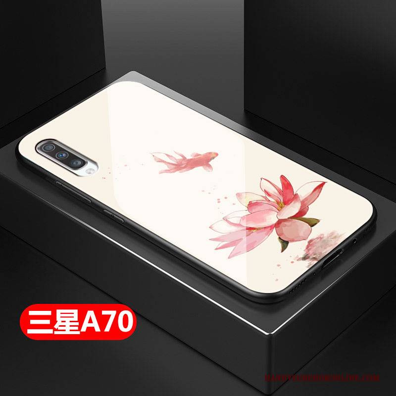 Hülle Samsung Galaxy A70 Weiche Chinesische Art Anti-sturz, Case Samsung Galaxy A70 Silikon Grün Glas