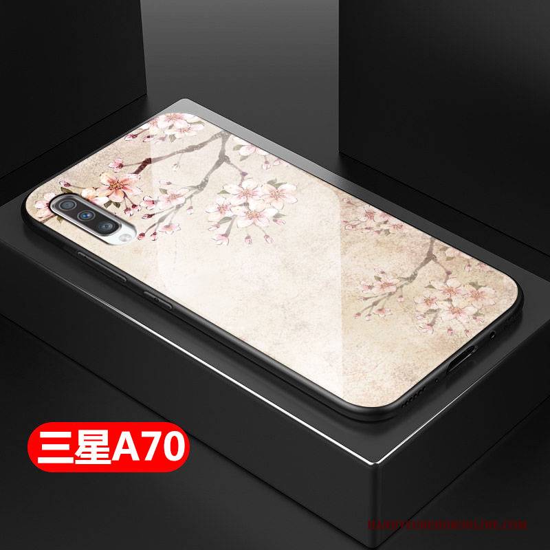 Hülle Samsung Galaxy A70 Weiche Chinesische Art Anti-sturz, Case Samsung Galaxy A70 Silikon Grün Glas