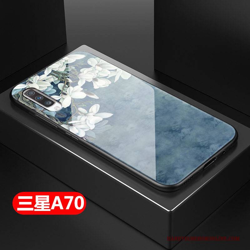 Hülle Samsung Galaxy A70 Weiche Chinesische Art Anti-sturz, Case Samsung Galaxy A70 Silikon Grün Glas