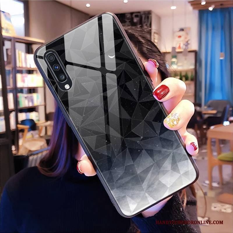 Hülle Samsung Galaxy A70 Weiche Lila Muster, Case Samsung Galaxy A70 Diamantform Handyhüllen