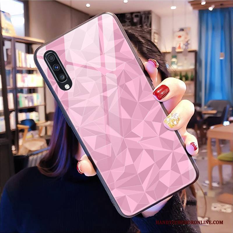 Hülle Samsung Galaxy A70 Weiche Lila Muster, Case Samsung Galaxy A70 Diamantform Handyhüllen