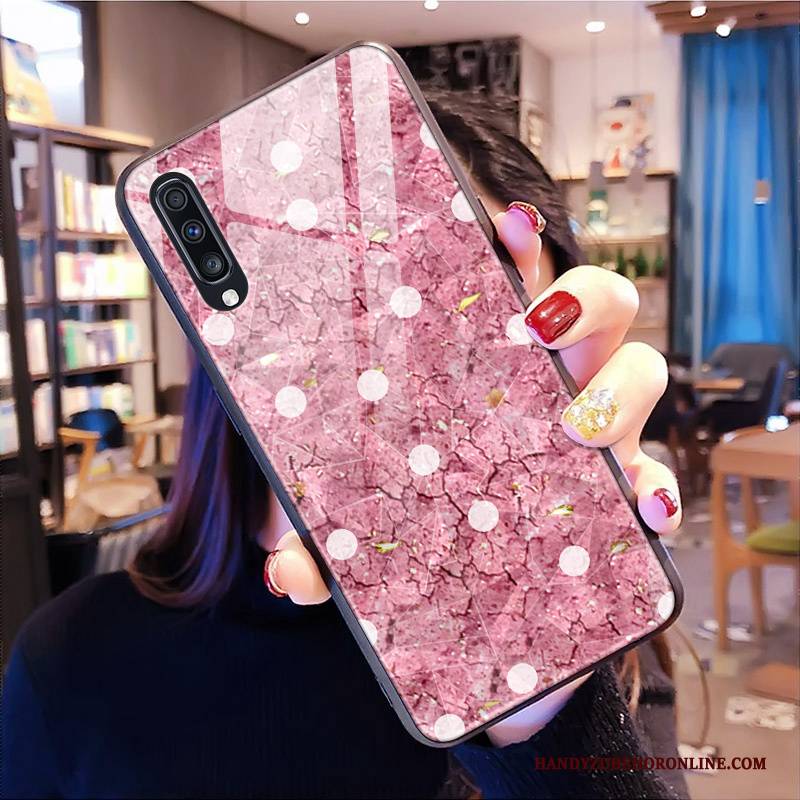 Hülle Samsung Galaxy A70 Weiche Lila Muster, Case Samsung Galaxy A70 Diamantform Handyhüllen