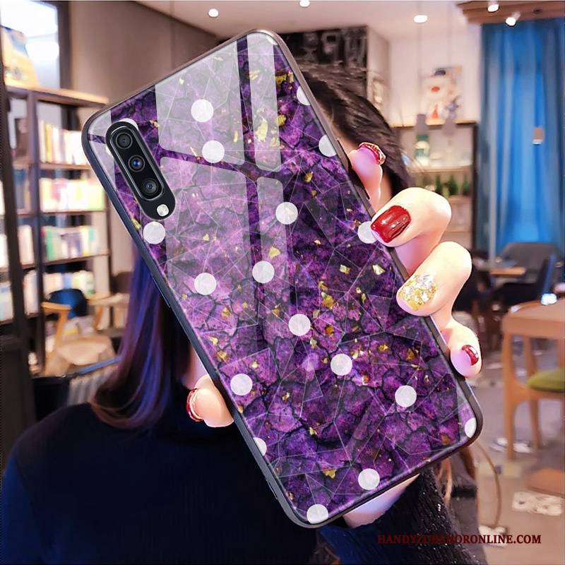 Hülle Samsung Galaxy A70 Weiche Lila Muster, Case Samsung Galaxy A70 Diamantform Handyhüllen