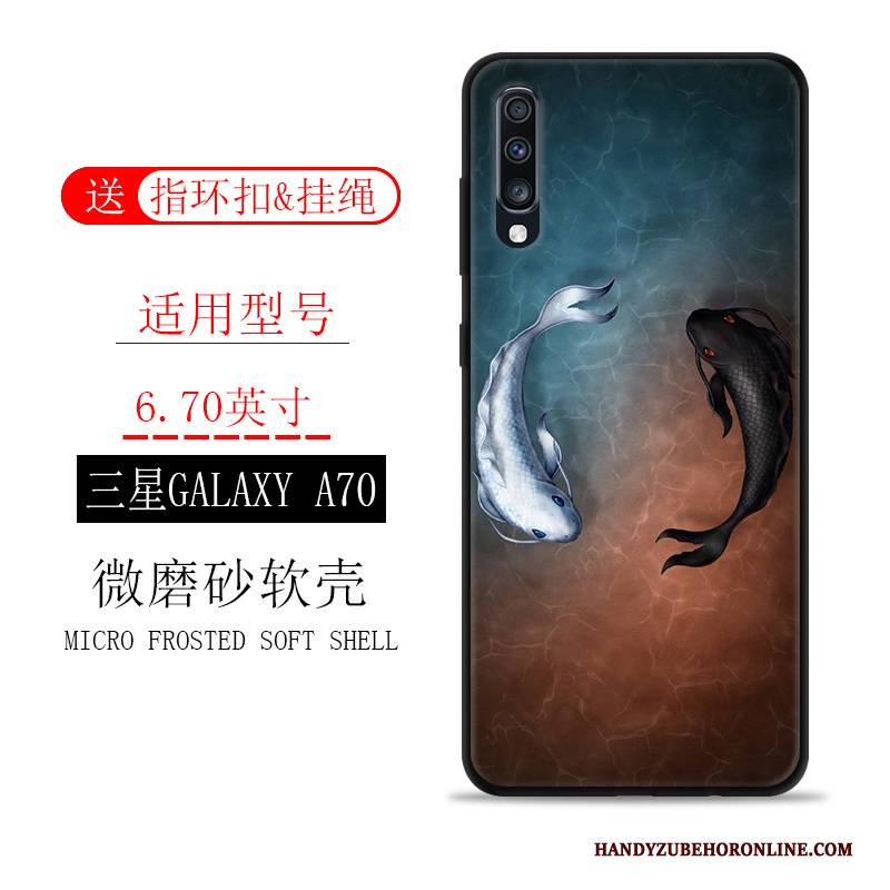 Hülle Samsung Galaxy A70 Weiche Trendmarke Handyhüllen, Case Samsung Galaxy A70 Schutz Anti-sturz Schwarz