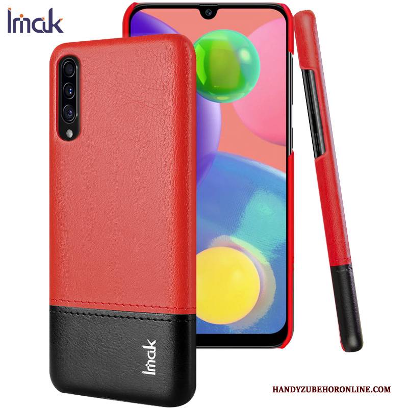 Hülle Samsung Galaxy A70s Leder Business Anti-sturz, Case Samsung Galaxy A70s Schutz Rot Handyhüllen