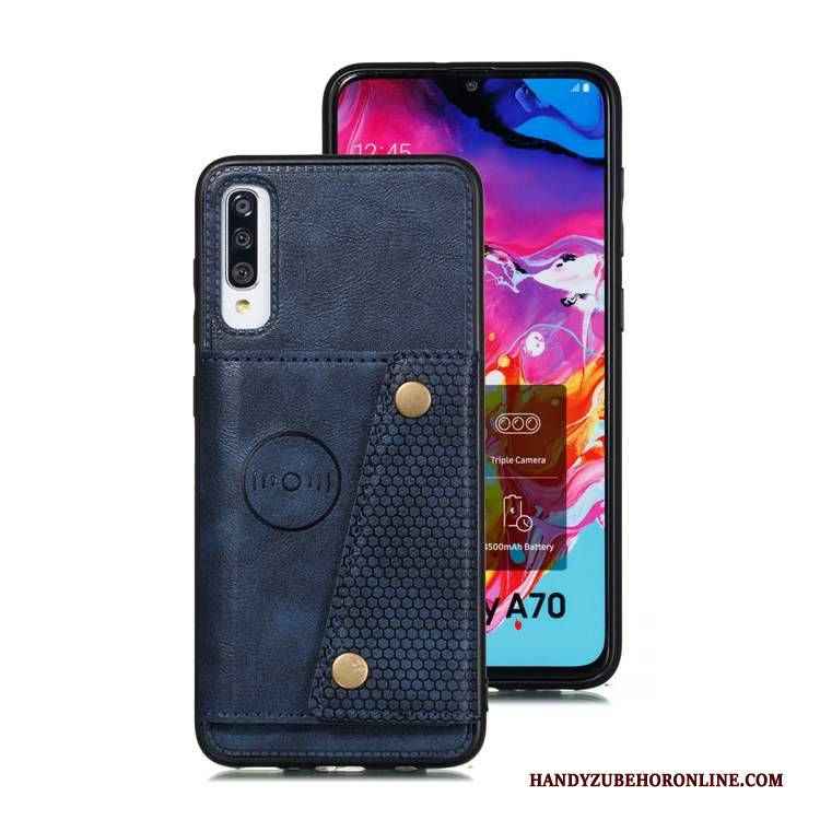 Hülle Samsung Galaxy A70s Lederhülle Handyhüllen Blau, Case Samsung Galaxy A70s Weiche Karte