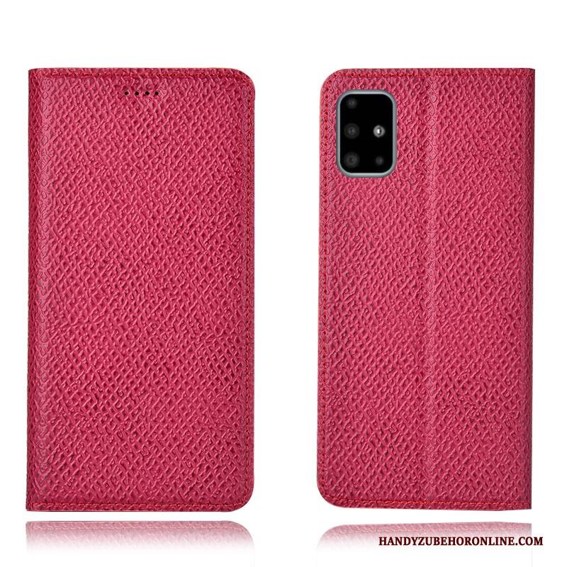 Hülle Samsung Galaxy A71 Folio Handyhüllen Muster, Case Samsung Galaxy A71 Taschen Rot Anti-sturz