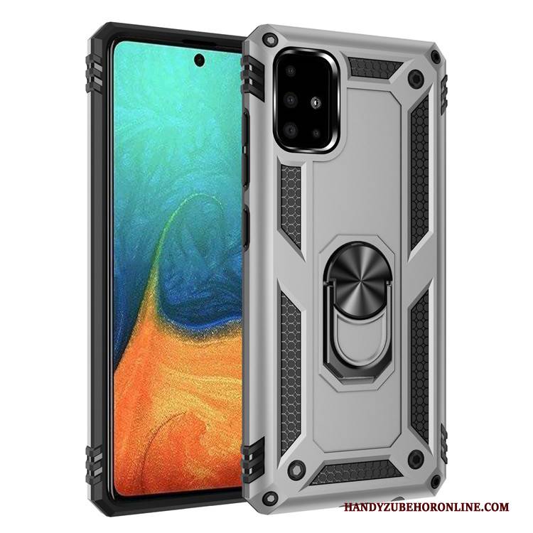 Hülle Samsung Galaxy A71 Halterung Europa Silber, Case Samsung Galaxy A71 Rüstung Ring