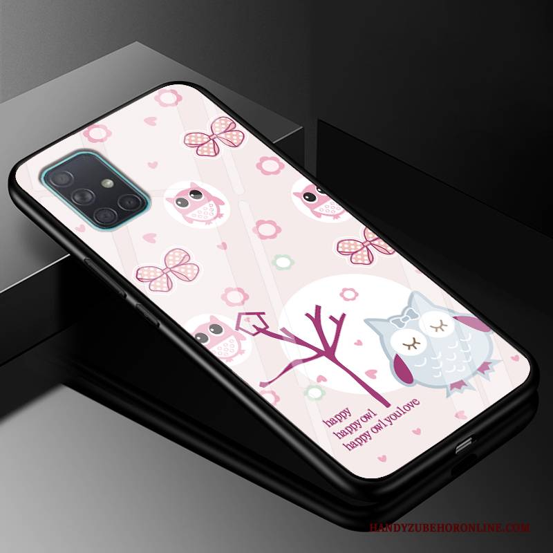 Hülle Samsung Galaxy A71 Karikatur Glas Einfach, Case Samsung Galaxy A71 Taschen Persönlichkeit Schwer