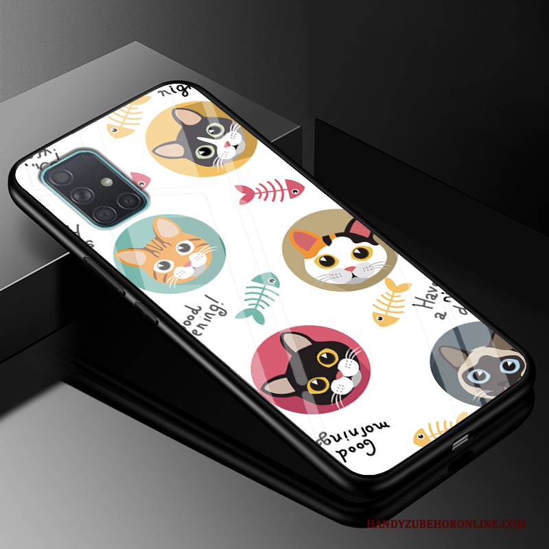 Hülle Samsung Galaxy A71 Karikatur Glas Einfach, Case Samsung Galaxy A71 Taschen Persönlichkeit Schwer