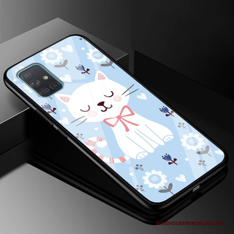 Hülle Samsung Galaxy A71 Karikatur Glas Einfach, Case Samsung Galaxy A71 Taschen Persönlichkeit Schwer