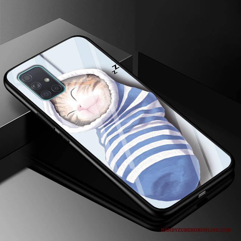 Hülle Samsung Galaxy A71 Karikatur Glas Einfach, Case Samsung Galaxy A71 Taschen Persönlichkeit Schwer