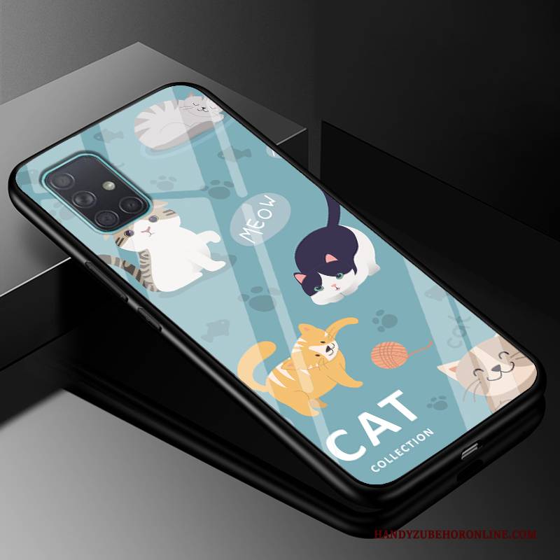 Hülle Samsung Galaxy A71 Karikatur Glas Einfach, Case Samsung Galaxy A71 Taschen Persönlichkeit Schwer