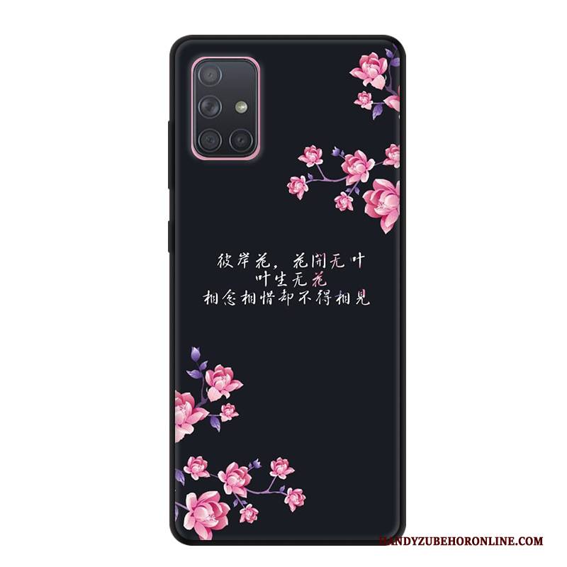 Hülle Samsung Galaxy A71 Kreativ Schwarz Anti-sturz, Case Samsung Galaxy A71 Karikatur Mini Handyhüllen